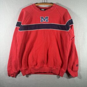 Rare Vintage Starter Ole Miss Rebels Red Crewneck Sweatshirt NCAA College USA M